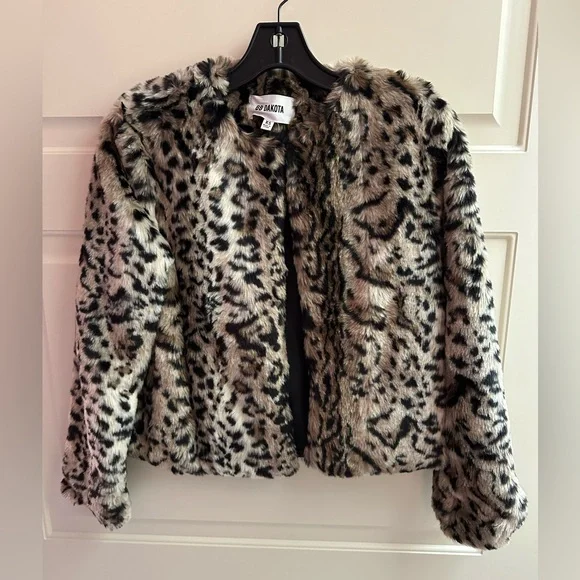 BB Dakota McKinley Brown Leopard Print Faux Fur Jacket - Picture 3 of 9